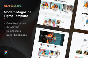 Magzin - Magazine & Blog Figma, an UI Kit Template by AliThemes