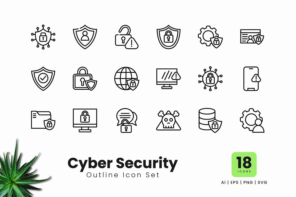 Cyber Security Outline Icons, an Outline Icon by Zeer Graphic (Photo 2 of 2)