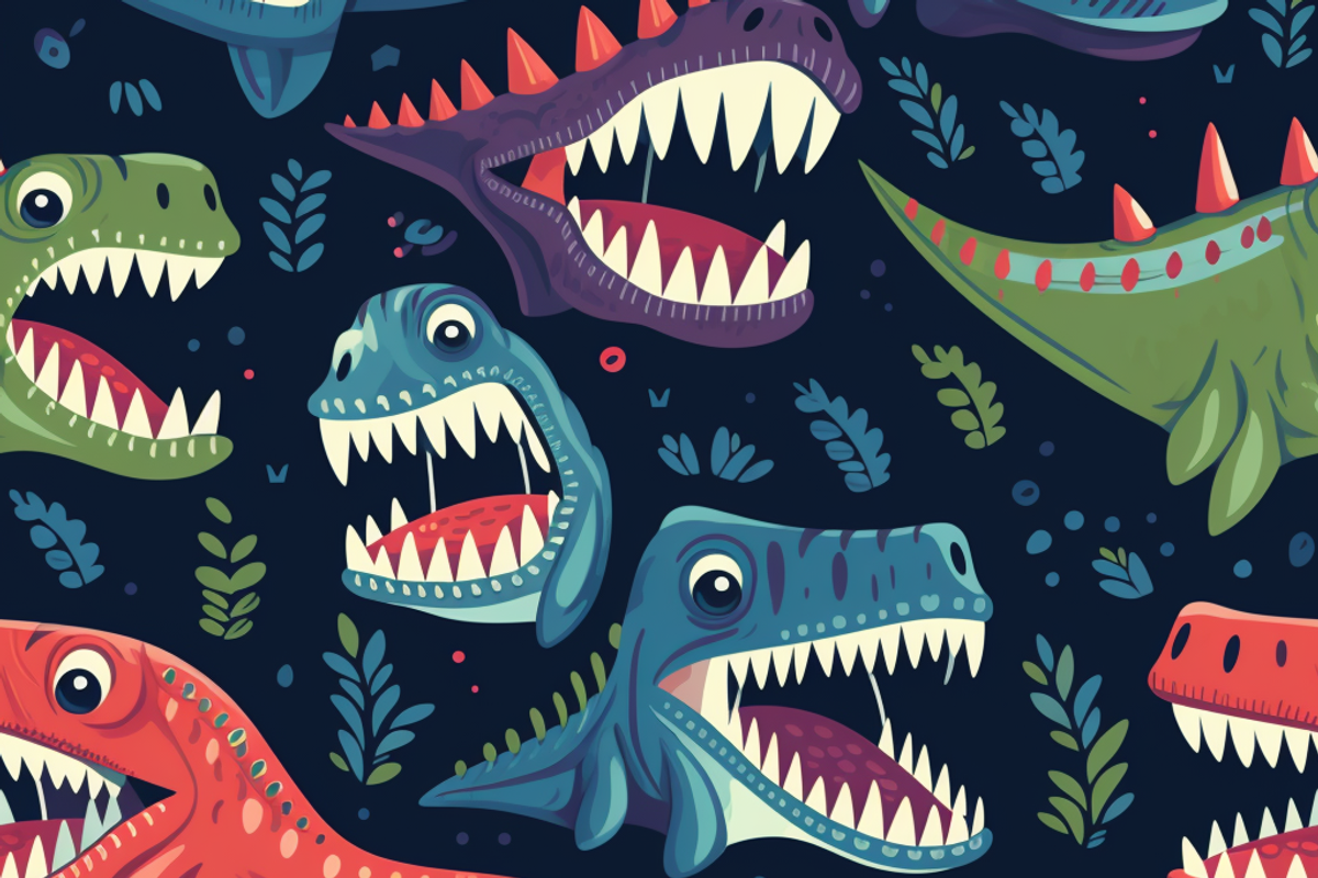 12 Seamless scary dinosaurs digital, a Pattern Graphic by ZaaxPrintables (Photo 2 of 7)