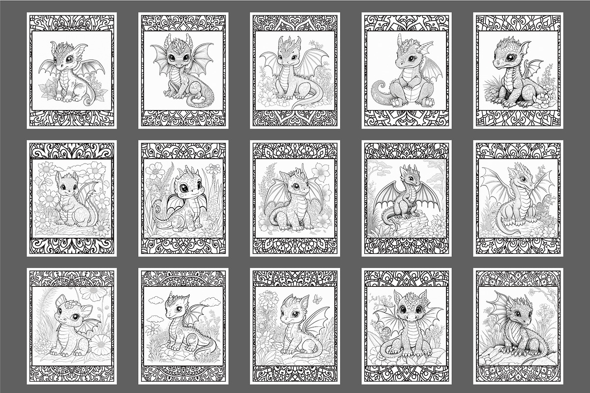 110 Cute Dragon Coloring Pages, an Animal Illustration by Blue Digital Studio (Photo 5 of 5)