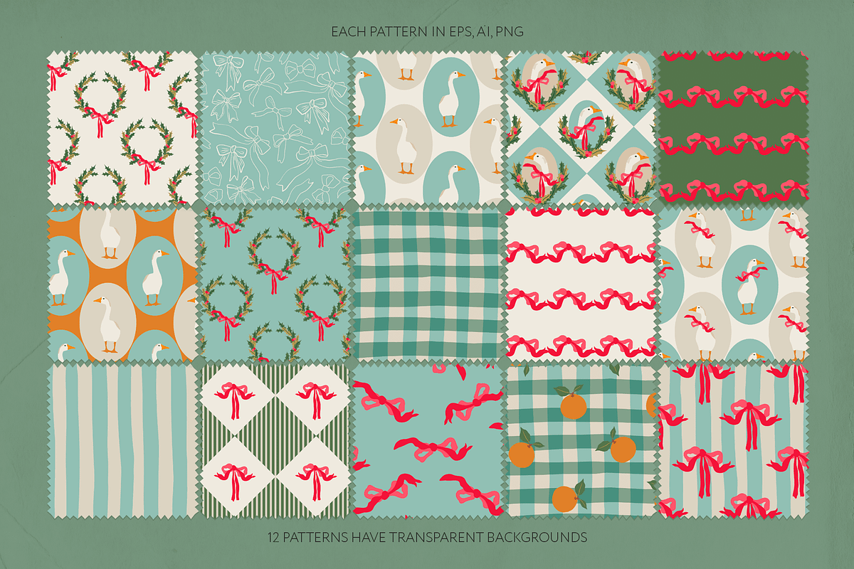 Christmas Geese - vintage set, a Pattern Graphic by DigARTbyHavroshka (Photo 3 of 9)