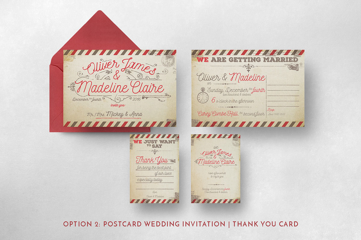 Vintage Airmail Wedding Suite, an Invitation Template by BlueRobinDesignShop (Photo 6 of 6)