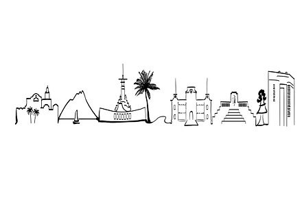 Honolulu Landmark Skyline Drawing