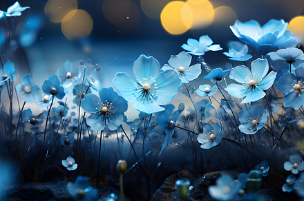 blue garden flowers wallpaper, in th, a Nature Photo by AvalgaCollectiblesan