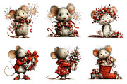 Whimsical Mouse Christmas Clipart, an Illustration by SinaCreation (Thumbnail 5 of 11)