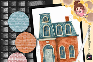 Watercolor Brick Wall ProcreateBrush, a Brush Add-On by DrawingStoryShop