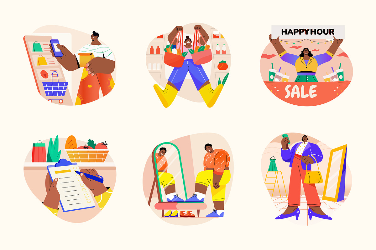 Shopping and Sale Vector Set, a Person Illustration by Prosymbols (Photo 8 of 9)
