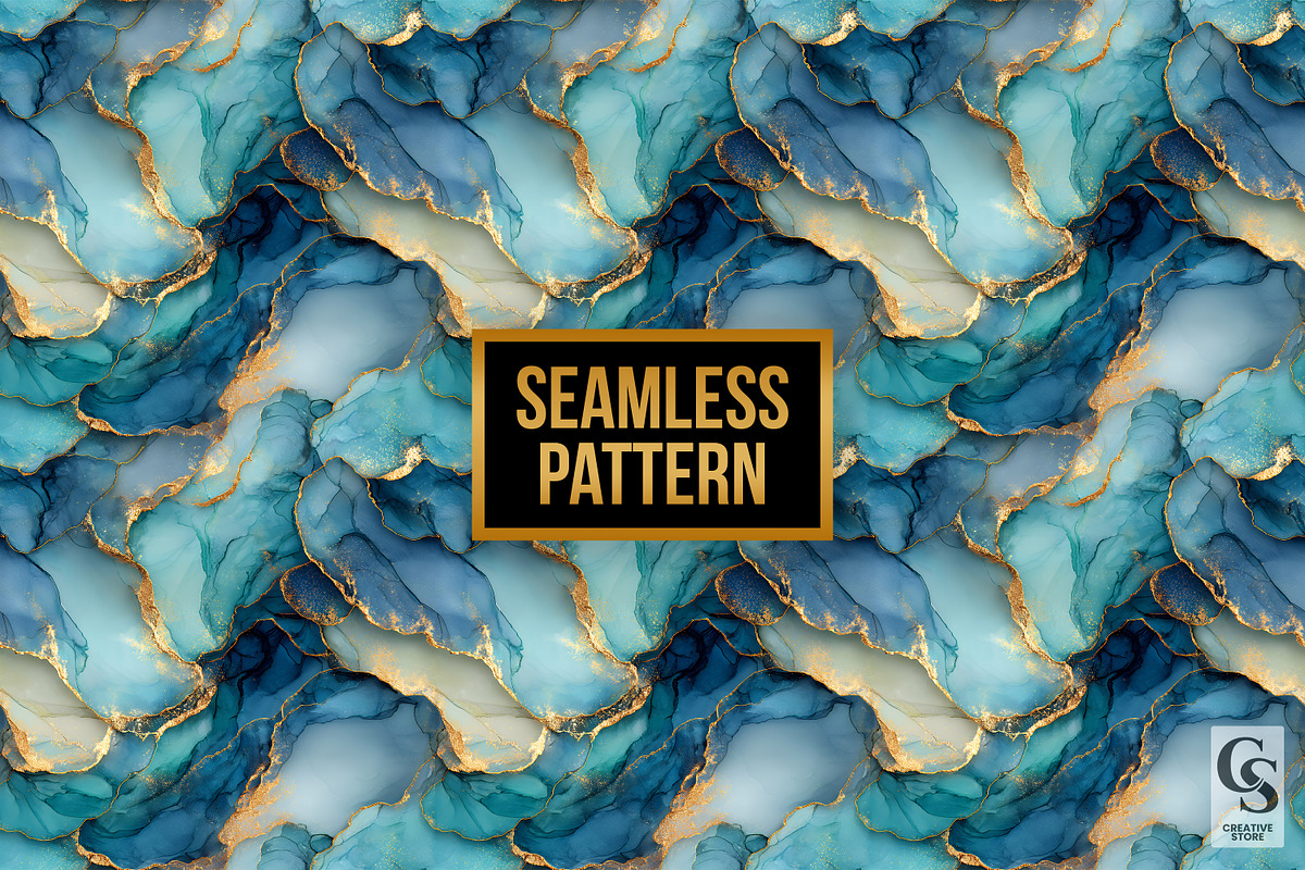 Teal Gold Alcohol Ink Background, a Pattern Graphic by Creative Store (Photo 4 of 5)