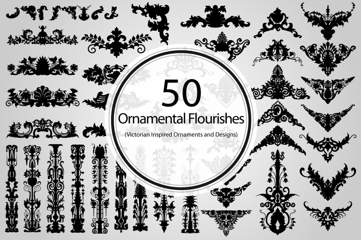50 Ornamental Flourishes (Vector), an Object Graphic by BIOWORKZ (Photo 1 of 5)
