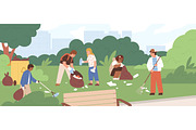 Children cleaning up park from trash, a Person Illustration by Good Studio (Thumbnail 1 of 3)