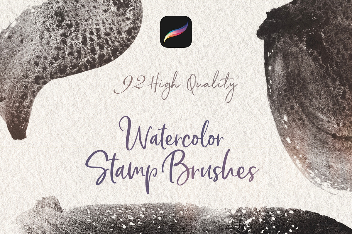 92 Watercolor Stamps for Procreate, a Brush Add-On by StDamos (Photo 1 of 7)