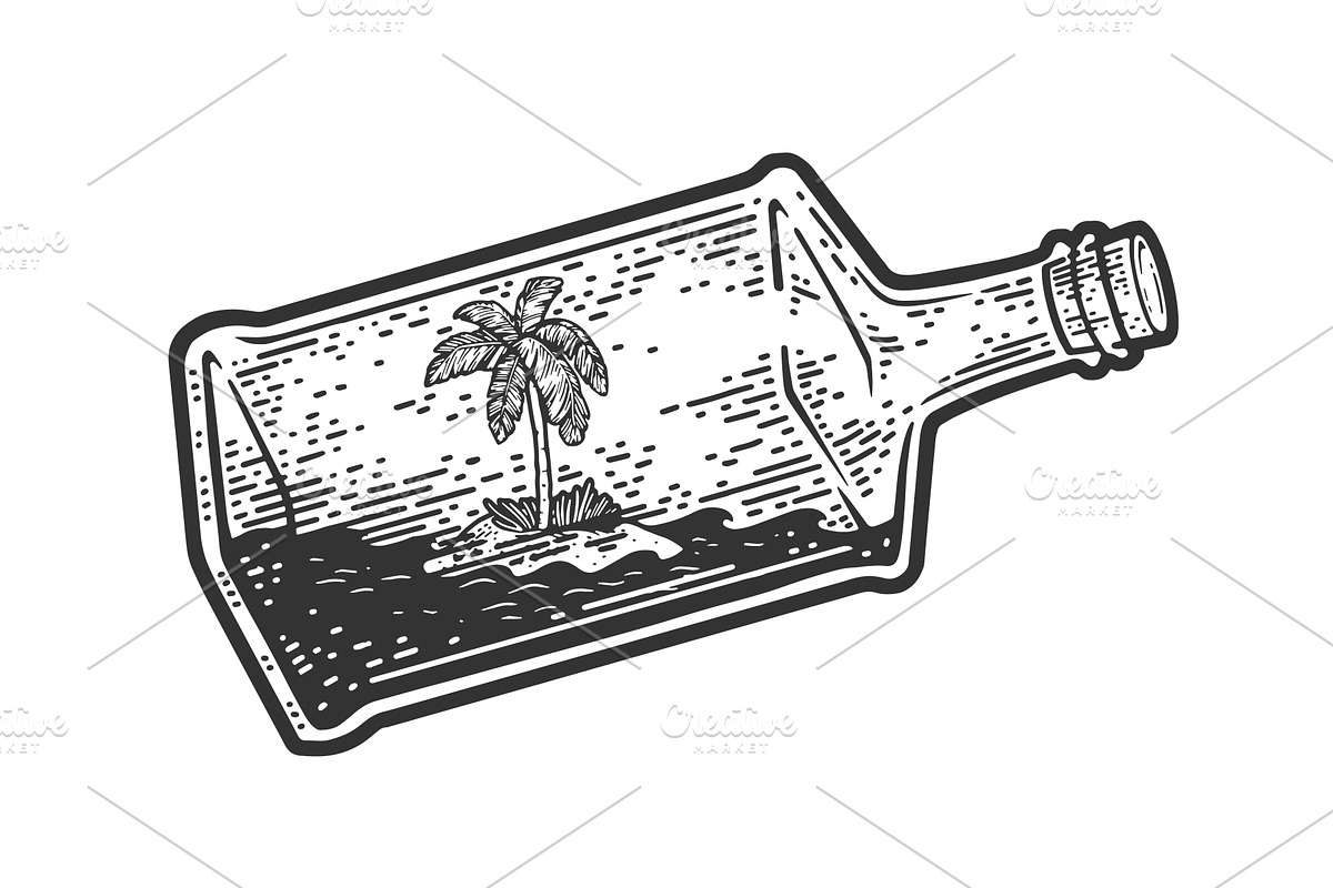 uninhabited island with in bottle, an Object Illustration by AlexArt