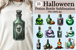 Watercolor Halloween Potion Bottle C, an Illustration by Rose Art