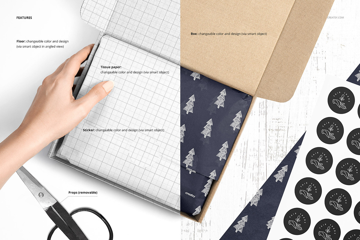Mailer Box Tissue Paper Mockup Set, a Packaging Mockup by creatsy5 (Photo 3 of 13)