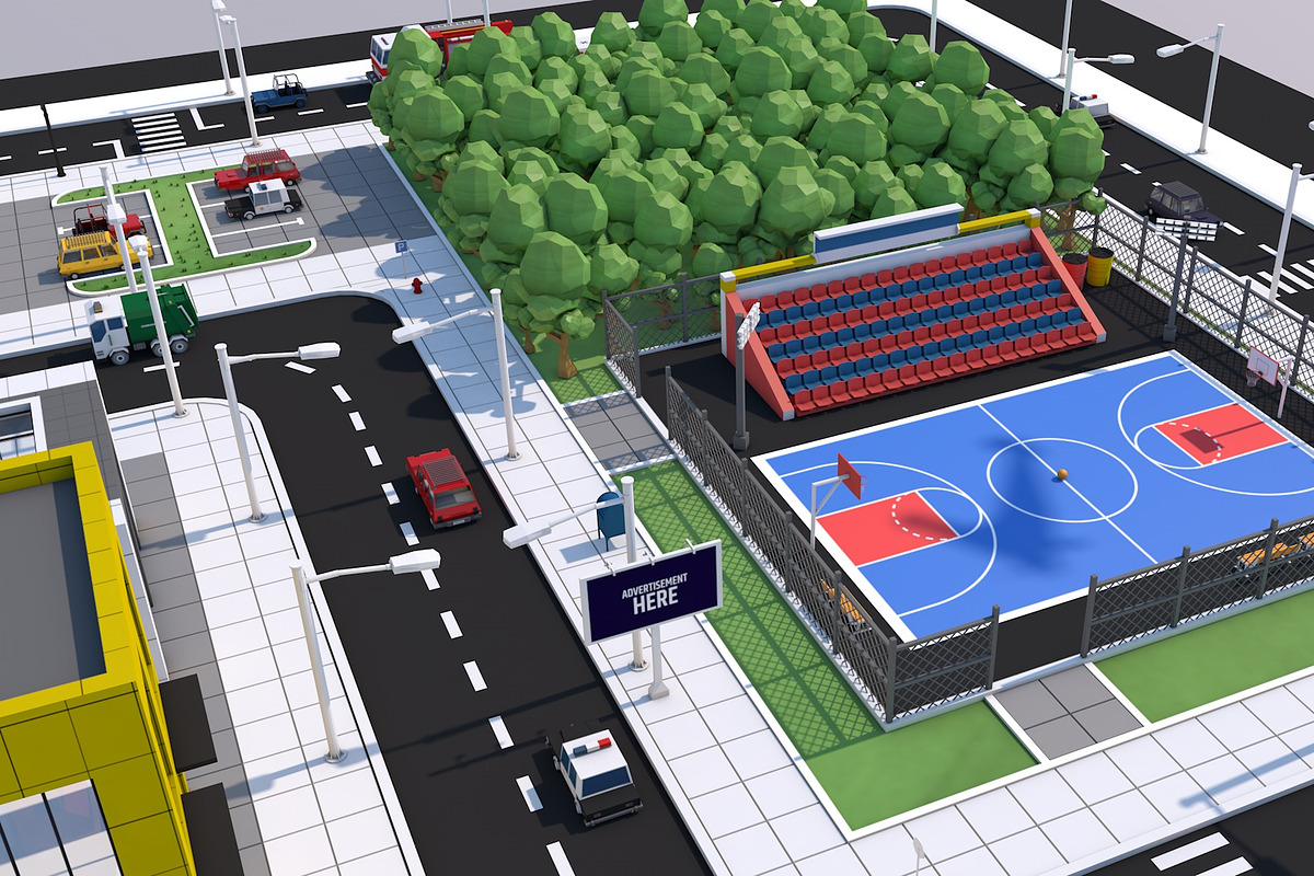 Low Poly City Town Pack, an Architecture 3D Model by multimedia4ds (Photo 5 of 41)