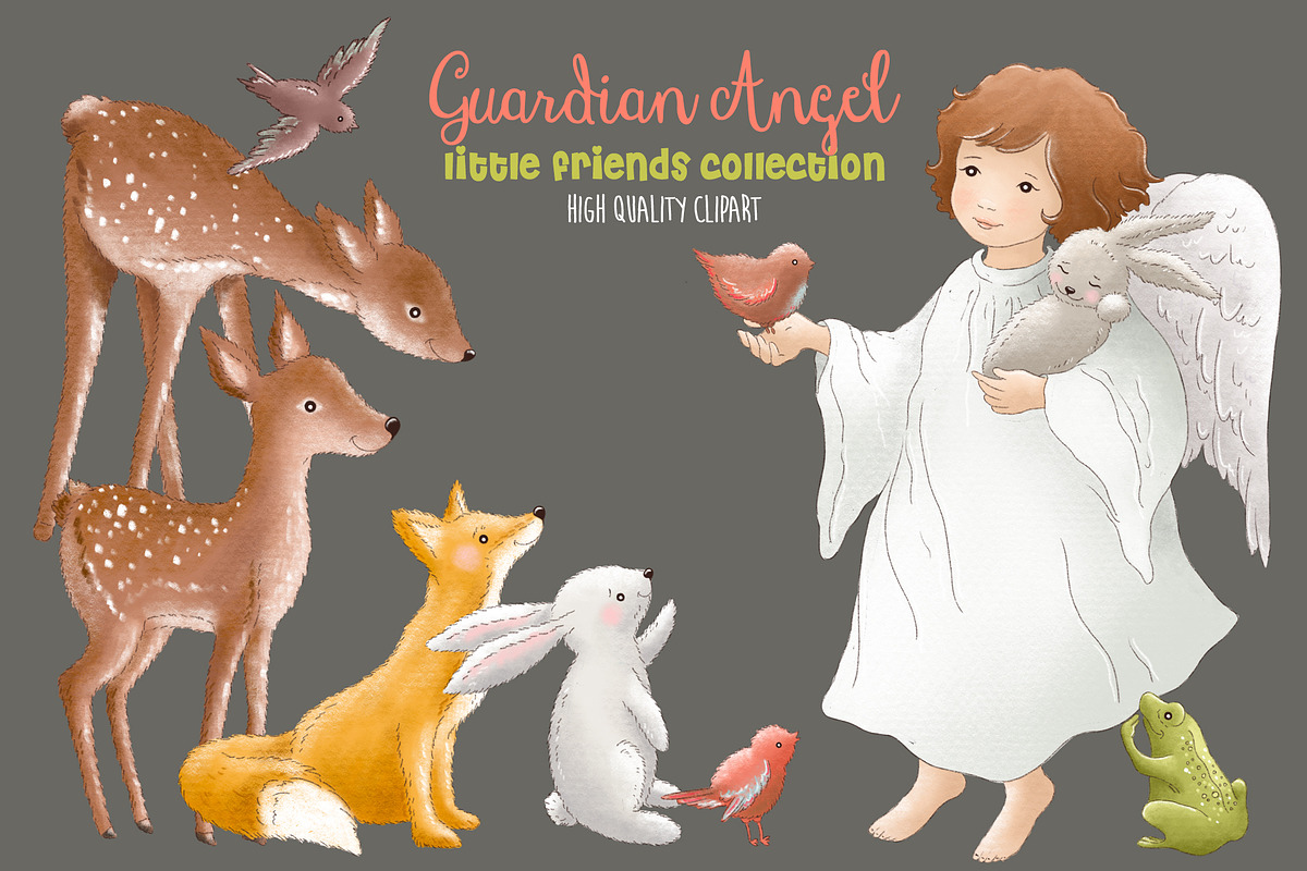 Guardain Angel and animals clipart, an Animal Illustration by Magic Story Studio (Photo 2 of 2)