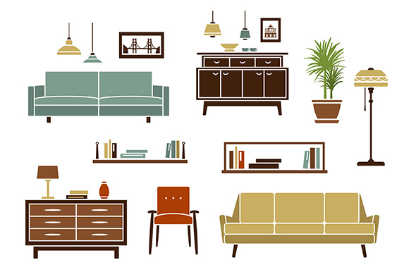 Furniture Interior Accessories by Vector Tradition  Creative Market