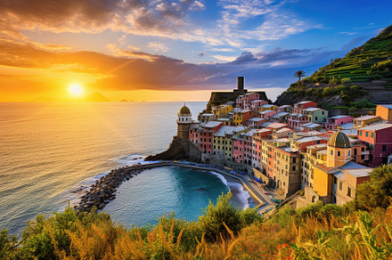 Sunset over Vernazza village in Cinq, a Photo by Iftikhar Alam