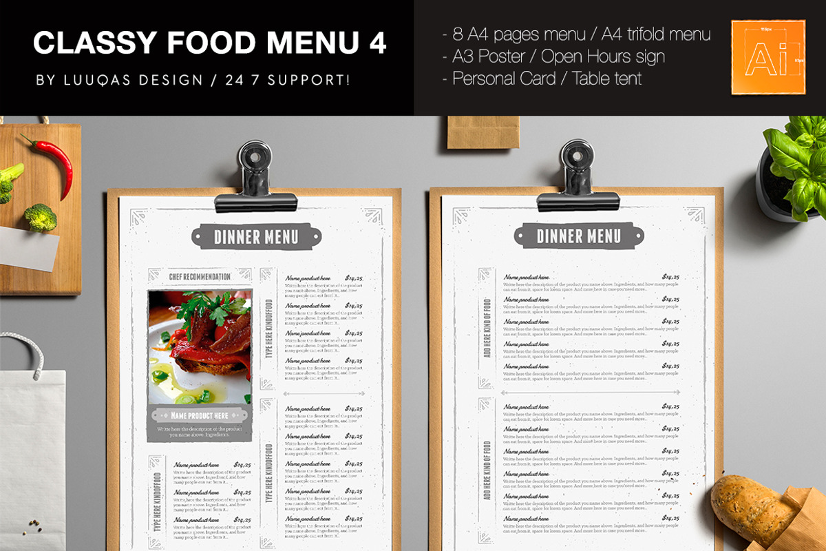Classy Food Menu 4, a Brochure Template by Luuqas Design (Photo 3 of 10)