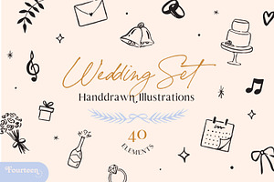 Handdrawn Wedding Illustration Set