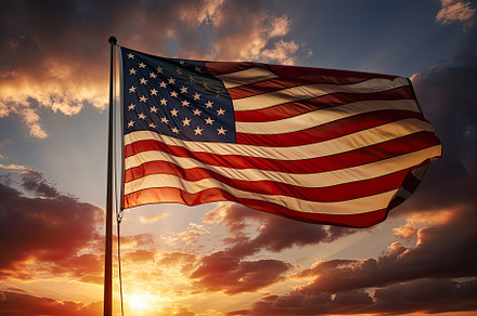 American flag waving in the wind at, a Photo by Iftikhar Alam
