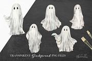 Watercolor Halloween Ghosts Clipart, an Object Graphic by Bloomella (Thumbnail 2 of 3)