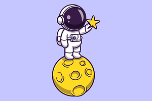 Astronaut Holding Star On Moon