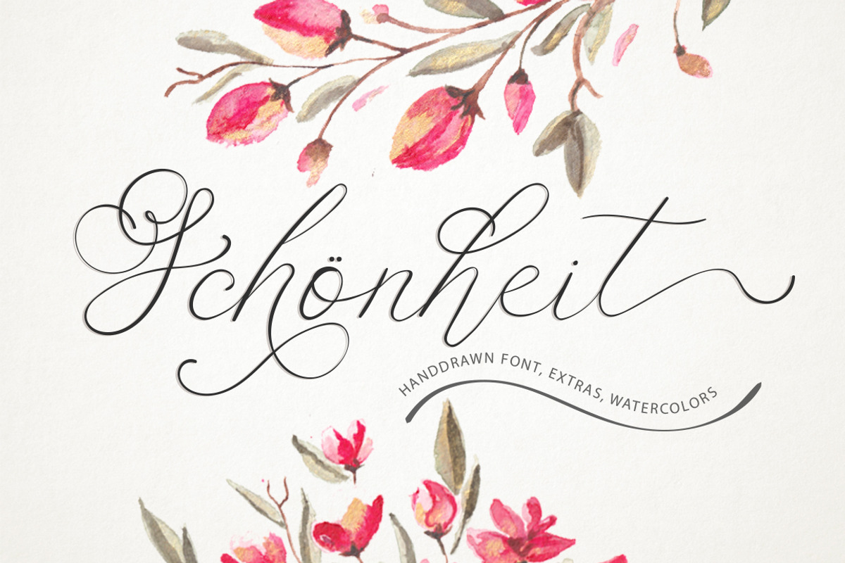 Schönheit font & watercolors.