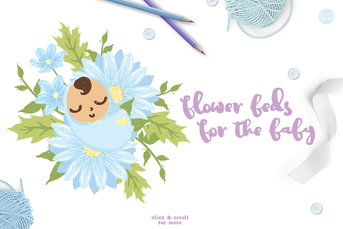 Blue Flower Baby Shower - Daisy, an Illustration by Euonia Meraki (Photo 4 of 8)