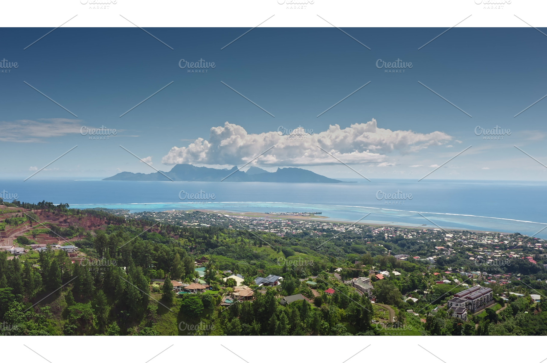 Moorea island emerging from pacific, a Nature Photo by Goinyk