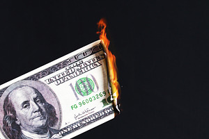 One hundred american dollar burning stock photo containing concept and dollar