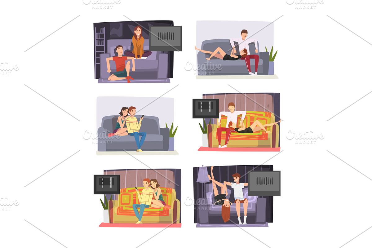 Young Man and Woman at Home Sitting, a Person Illustration by TopVectors