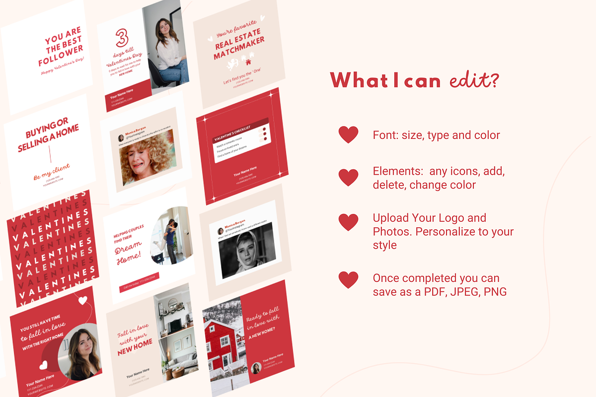 Valentines Day Instagram Templates, a Social Media Template by Estatik Designs (Photo 7 of 8)