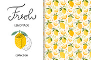 Lemons patterns and lemonade set, a Food Illustration by Letto studio (Thumbnail 5 of 6)