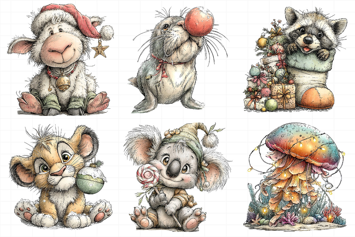 Animals Christmas Clipart Bundle, an Illustration by Daily.Designs (Photo 4 of 5)