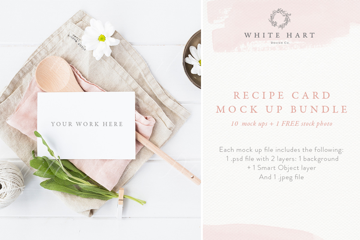 BUNDLE - Recipe card mockups x 10+1, a Product Mockup by White Hart Co. (Photo 1 of 4)