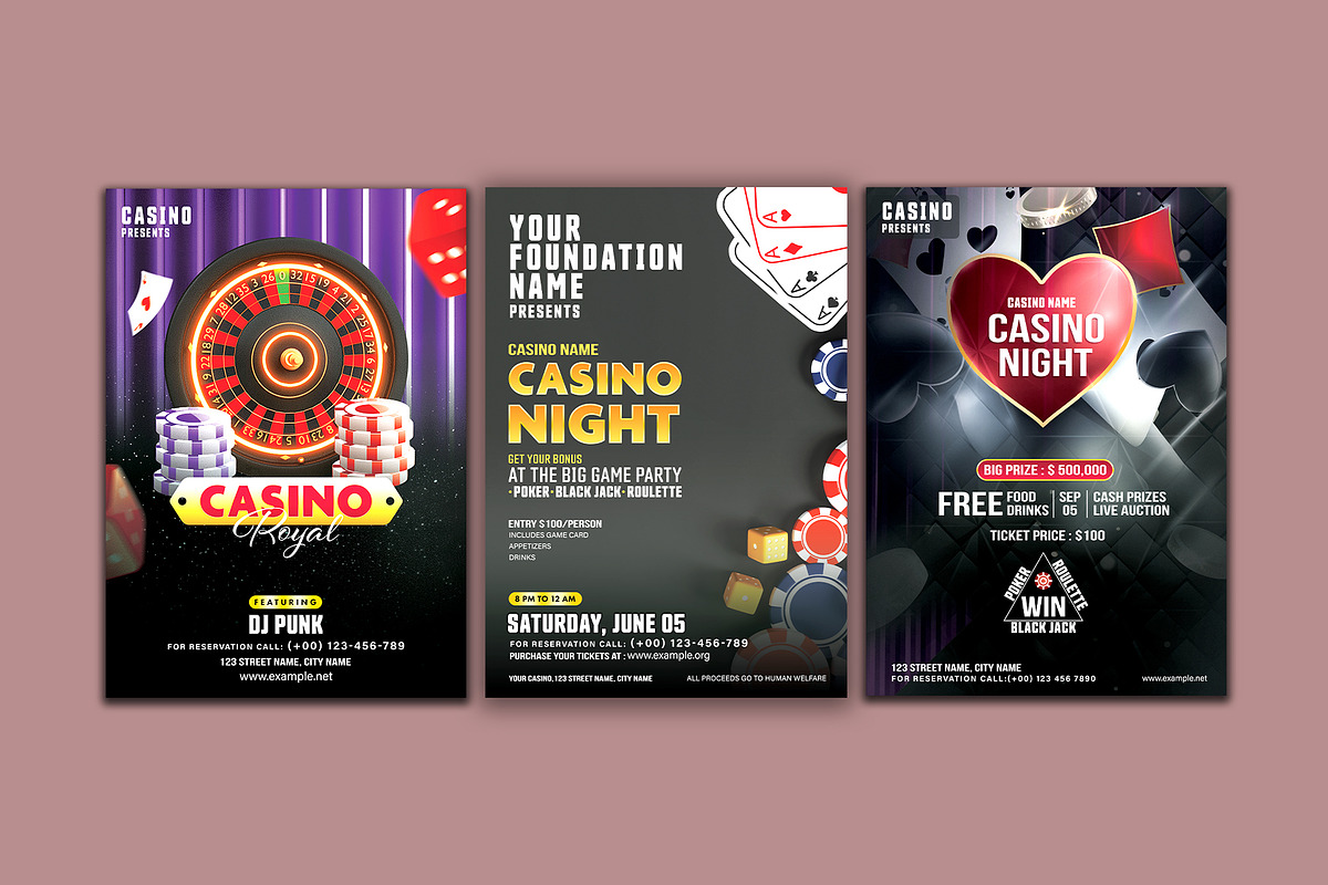 30 Ready-to-Print Casino Flyers, a Marketing Template by Allies Interactive (Photo 2 of 5)