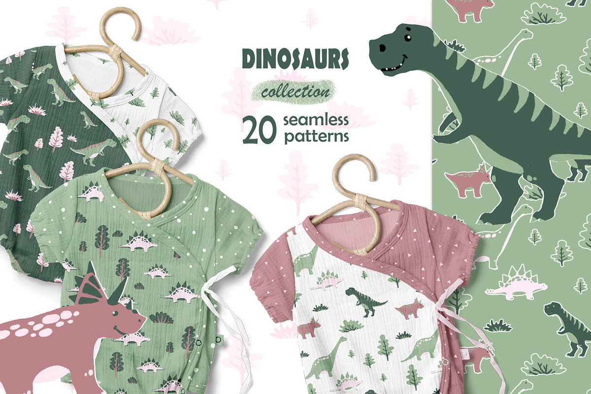 Dinosaurs: Kids Collection, a Pattern Graphic by YULIYA MART DESIGN (Photo 1 of 7)