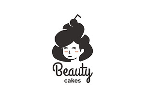 cute beautiful girl with cake logo, a Branding & Logo Template by funpixel