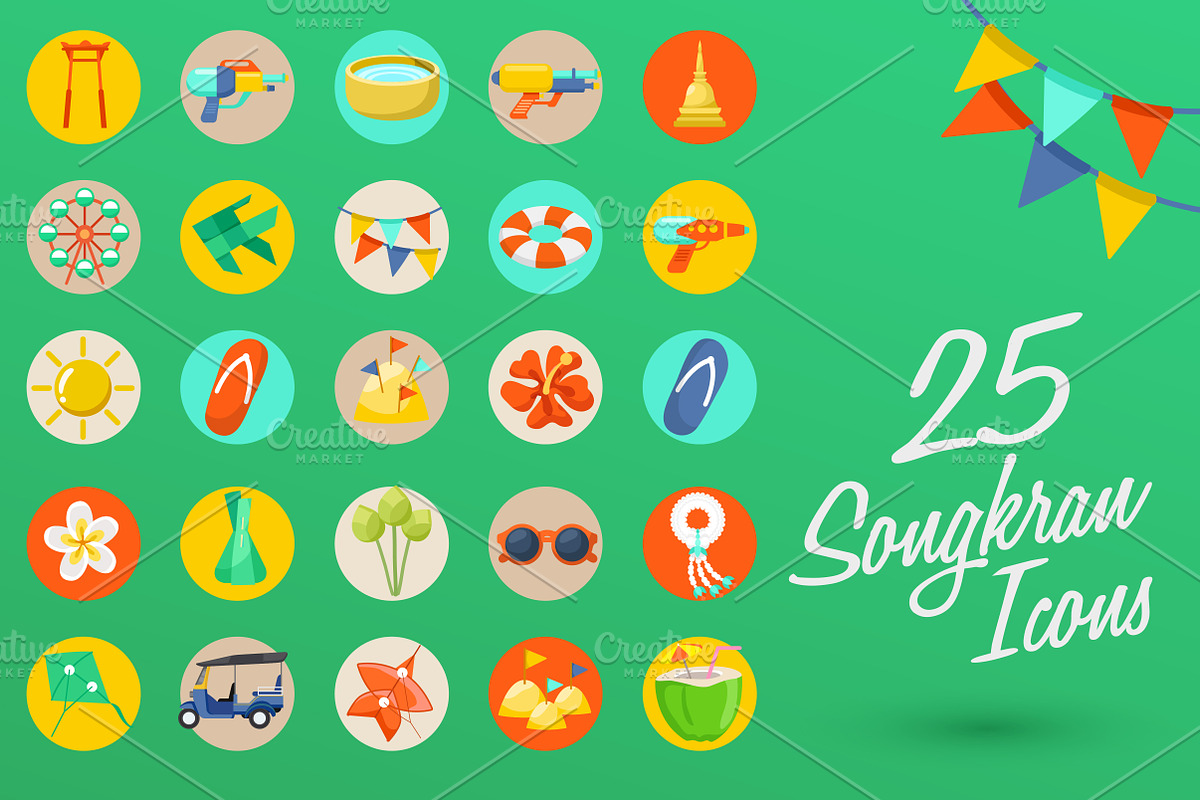 Big Set of Songkran Festival Element, an Object Graphic by Daraon (Photo 2 of 6)
