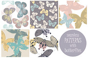 5 Seamless patterns with butterflies, a Pattern Graphic by Daria Maier (Thumbnail 1 of 7)