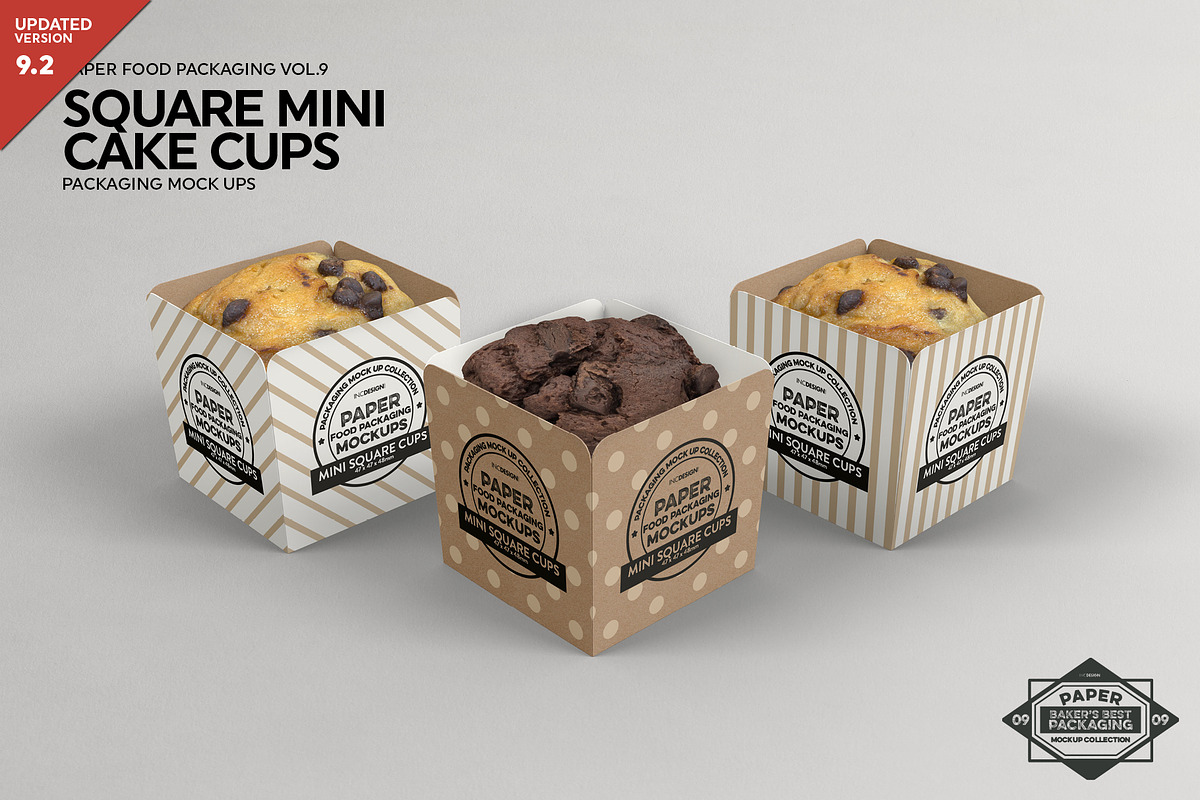 Square Cake Cups Packaging Mockup, a Cups & Container Mockup by INCDesign (Photo 1 of 7)