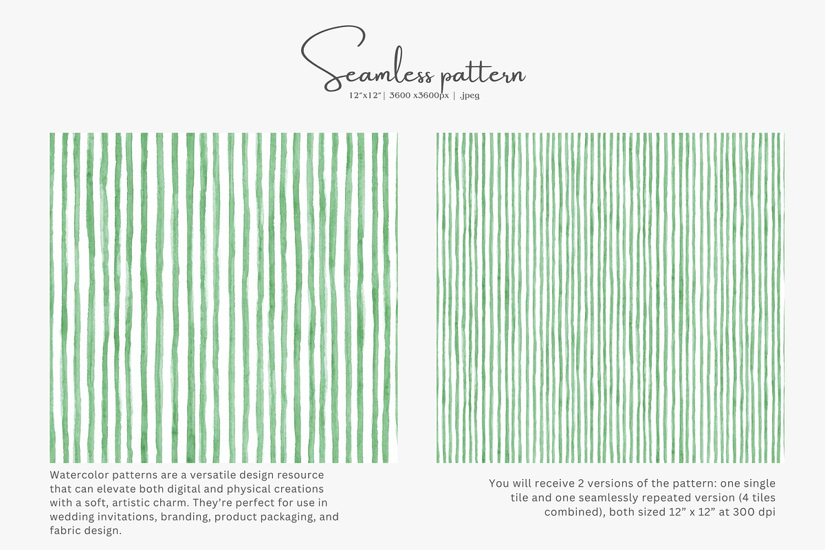 green stripes watercolor pattern, a Pattern Graphic by Pink Studio Art (Photo 2 of 5)