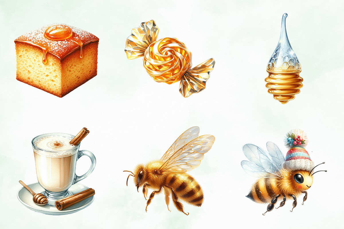Watercolor Winter Honey Clipart, an Illustration by Creative Art (Photo 6 of 6)