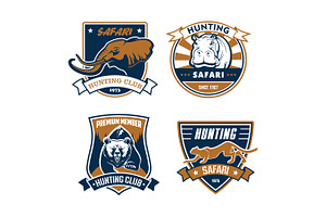 Hunting safari club vector icons, hunter emblems, a Graphic by Vector Tradition
