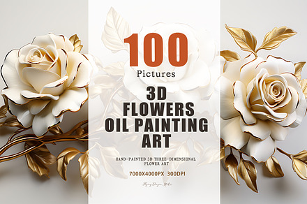3D Oil Painting Flowers, a Wallpaper Graphic by fei long