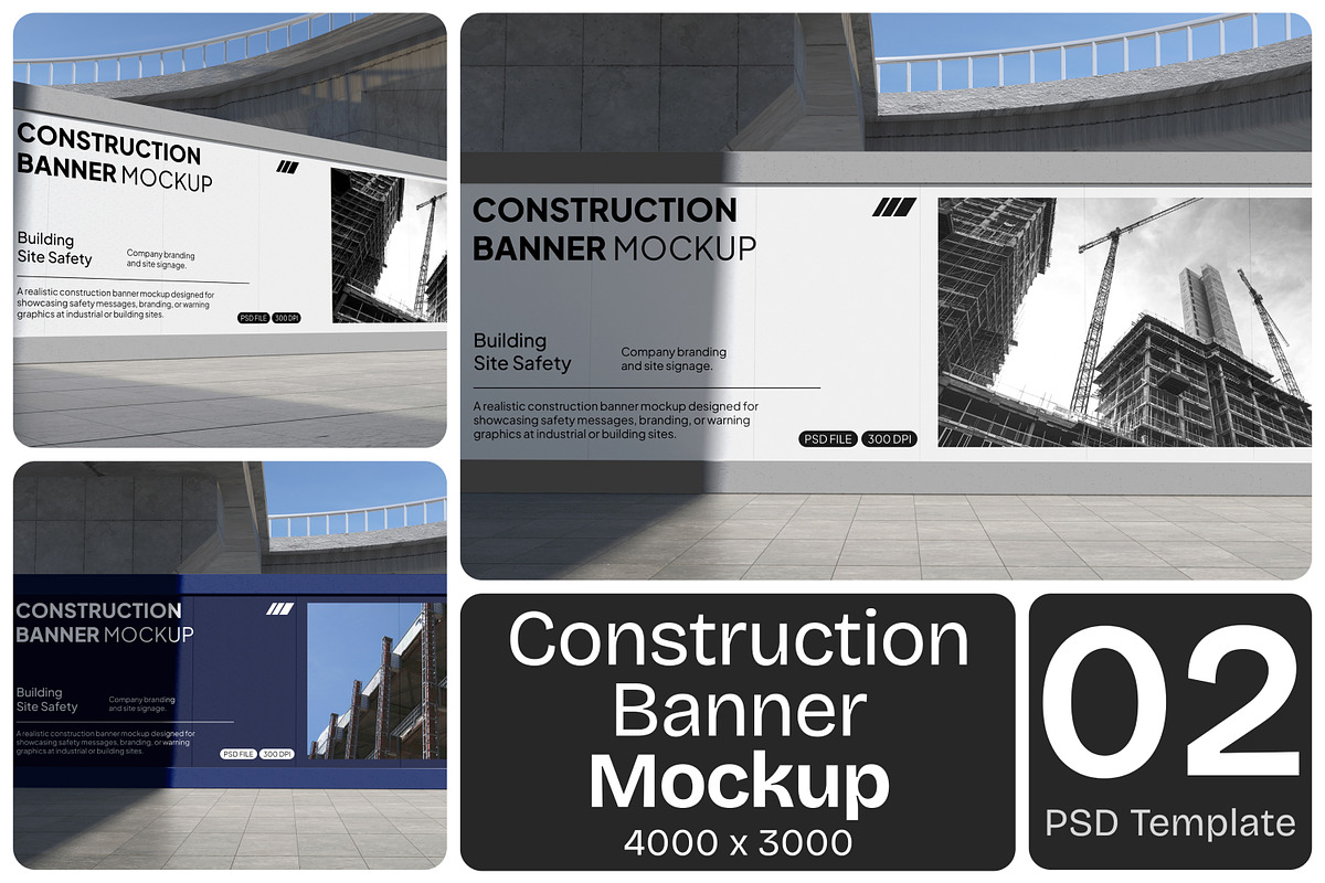 Construction Banner Mockup, an Advertising Mockup by Permadi Creative (Photo 1 of 5)
