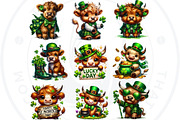 St Patricks day Highland Cow Clipart, an Animal Illustration by ThatsDesignArt (Thumbnail 6 of 10)