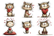 Whimsical Cats Valentine's Day Clipa, an Illustration by Pixels.Craft (Thumbnail 2 of 5)