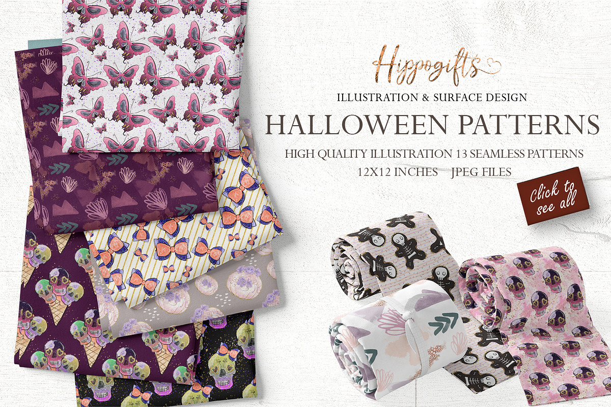 Halloween patterns, a Pattern Graphic by TheHappyGiftArt